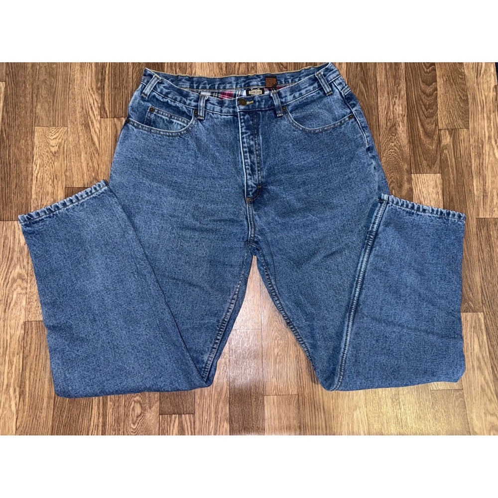 Guide Gear Flannel Lined Jeans Womens 16 Blue Denim Plaid Insulated‎ Relaxed Fit